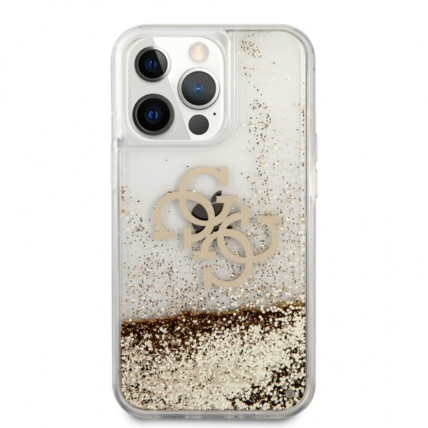 Guess iPhone 13 Pro Cover Liquid Glitter Guld
