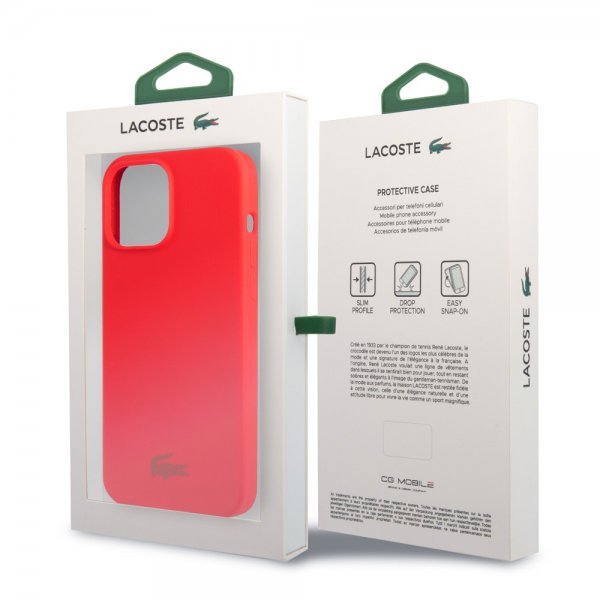 Lacoste iPhone 13 Pro Skal Liquid Silikone Glossy Logo Rød