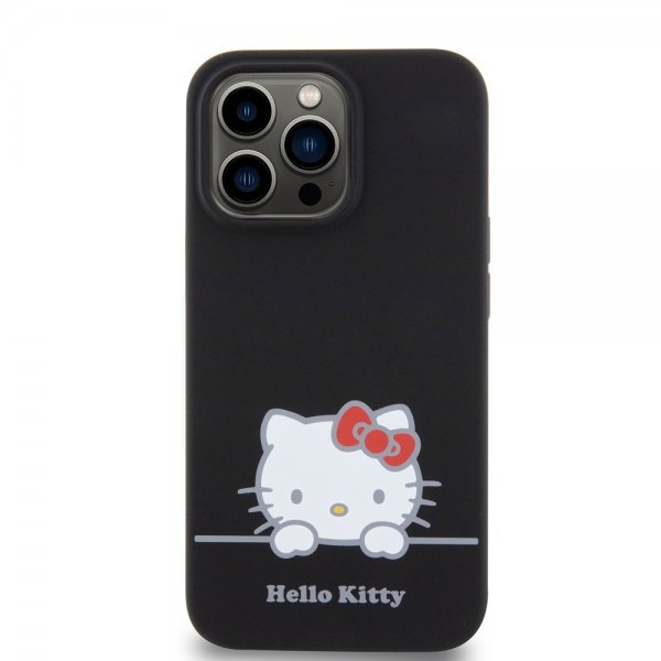 Hello Kitty iPhone 13 Pro Skal Liquid Silicone Sort