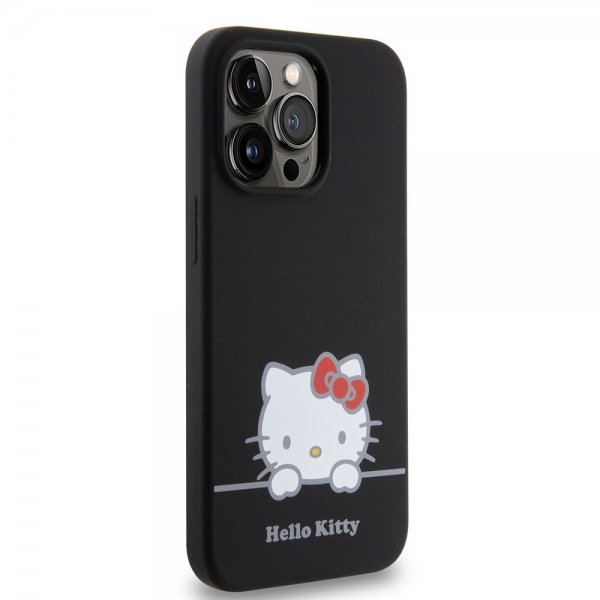 Hello Kitty iPhone 13 Pro Skal Liquid Silicone Sort