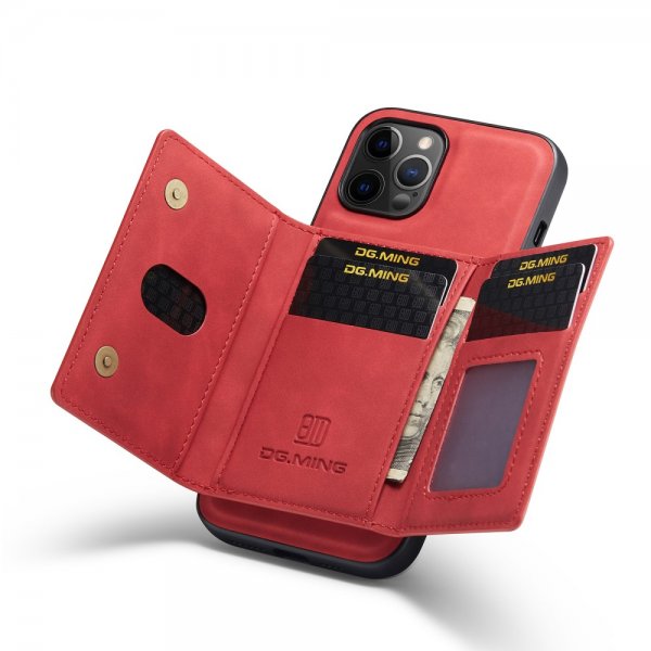 Dg.Ming iPhone 13 Pro Cover M2 Series Aftagelig Kortholder Rød