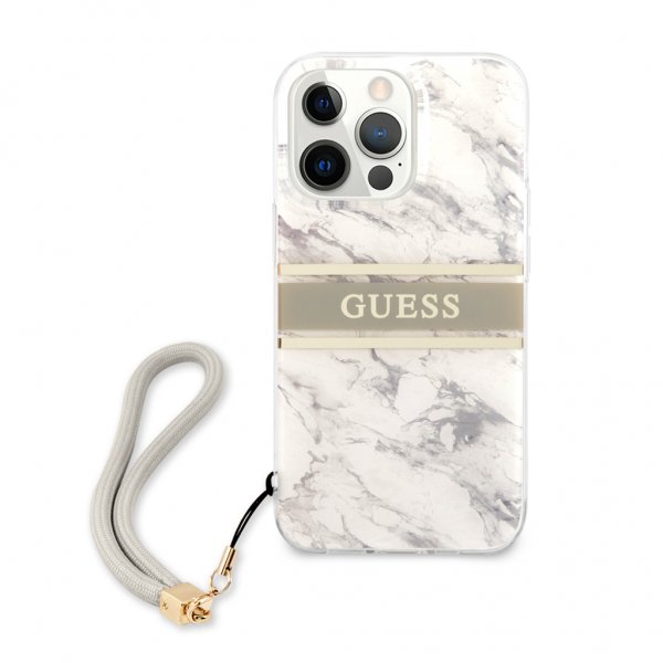 Guess iPhone 13 Pro Cover Marmor Design Stribe Grå