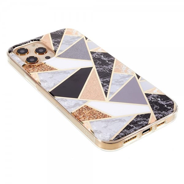 iPhone 13 Pro Cover Marmor Mønster Sort Hvid