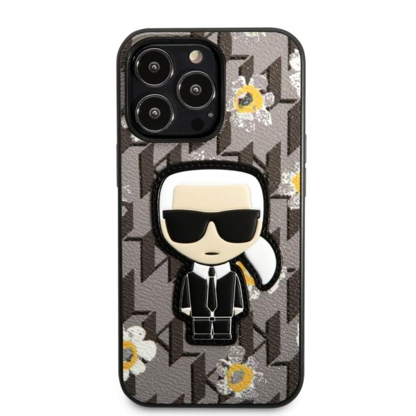Karl Lagerfeld iPhone 13 Pro Cover Monogram Iconic Patch Grå