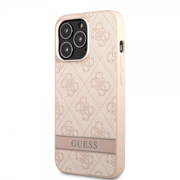 Guess iPhone 13 Pro Cover Printed Stripe Bottom Rosa