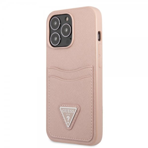Guess iPhone 13 Pro Saffiano Double Cardslot Rosaguld