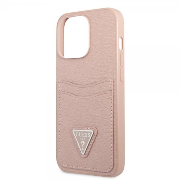 Guess iPhone 13 Pro Saffiano Double Cardslot Rosaguld