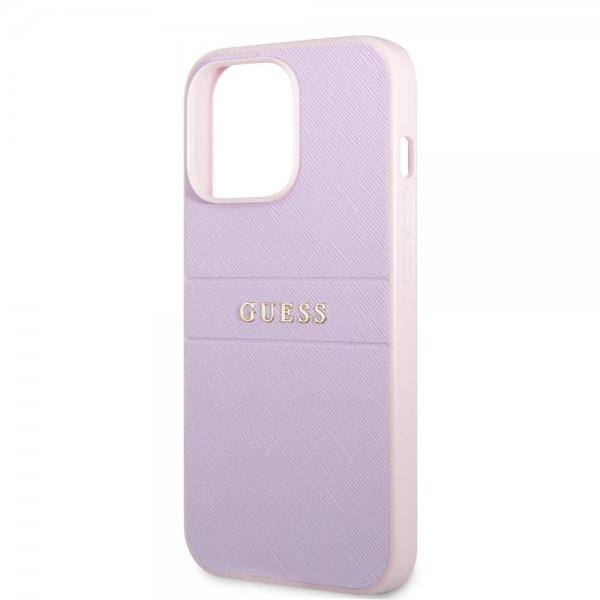 Guess iPhone 13 Pro Cover Saffiano Metal Logo Lilla