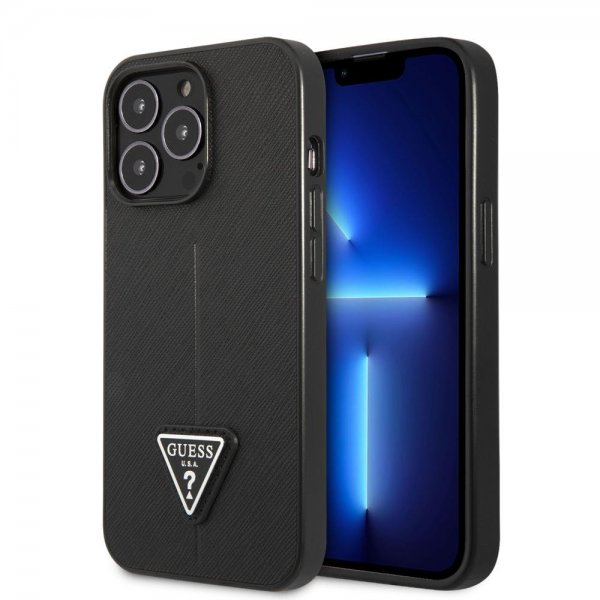 Guess iPhone 13 Pro Cover Saffiano Metal Triangle Sort