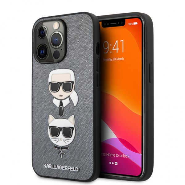 Karl Lagerfeld iPhone 13 Pro Cover Saffiano Silver