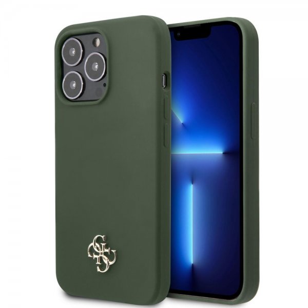Guess iPhone 13 Pro Cover Silikone Metal Logo 4G Grøn