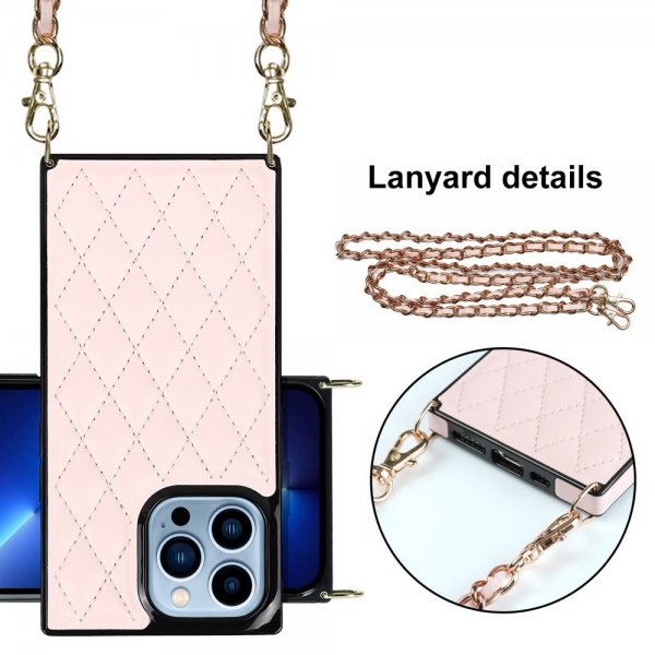 iPhone 13 Pro Square Cover med Rem Rosa