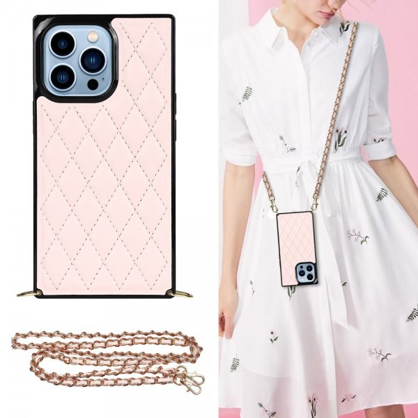 iPhone 13 Pro Square Cover med Rem Rosa
