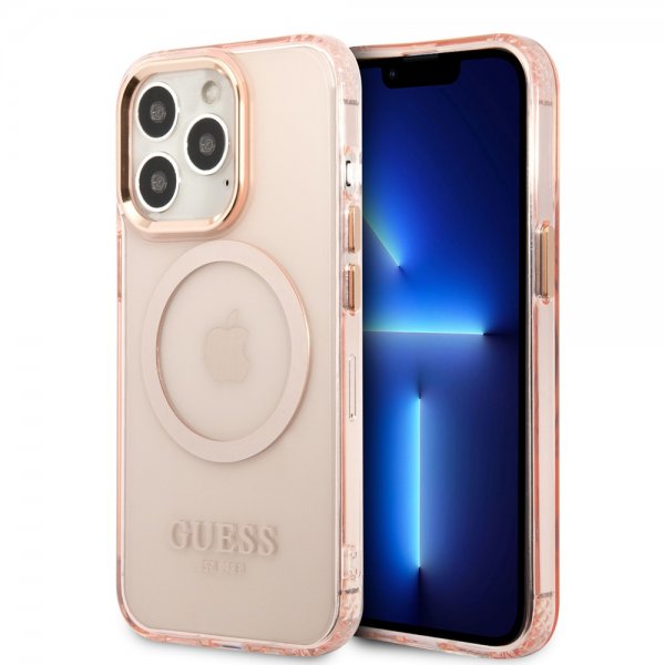 Guess iPhone 13 Pro Cover Gennemsigtig MagSafe Rosa