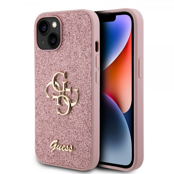 Guess iPhone 13 Cover Fixed Glitter Rosa
