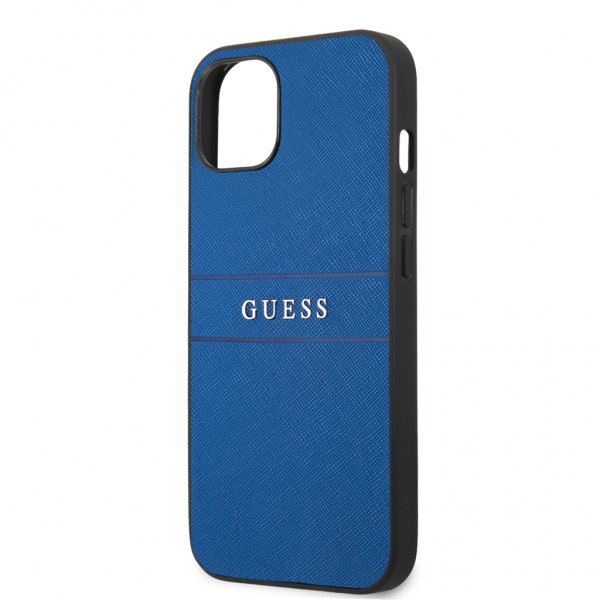 Guess iPhone 13 Cover Hot Stamp Metal Logo Blå