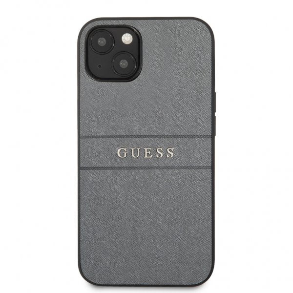 Guess iPhone 13 Cover Hot Stamp Metal Logo Grå