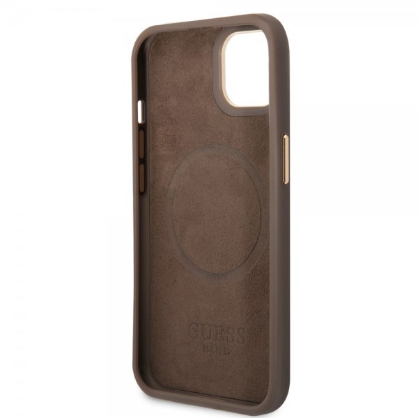 Guess iPhone 13 Cover Metal Plate Logo MagSafe Brun