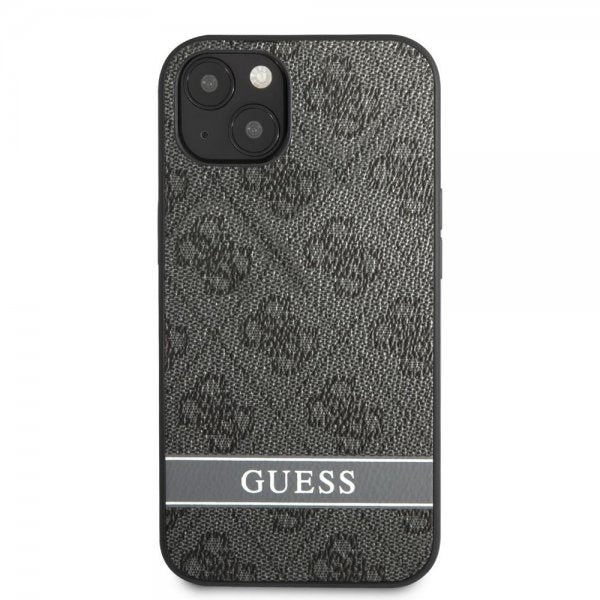 Guess iPhone 13 Cover Printed Stripe Bottom Grå