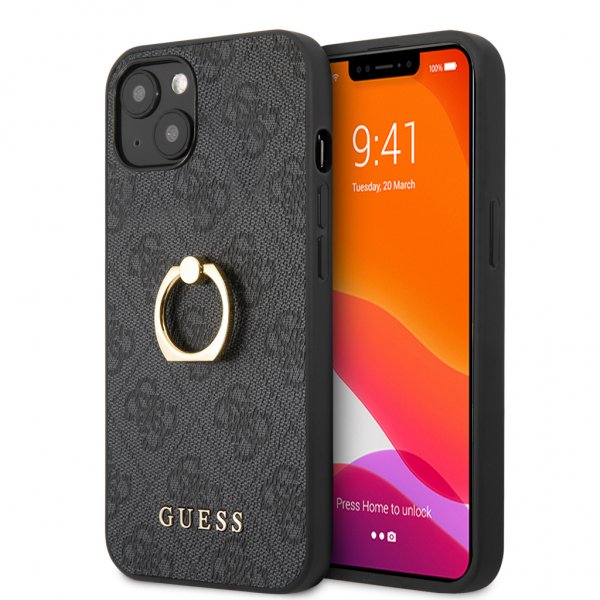 Guess iPhone 13 Cover Ring Stand Grå