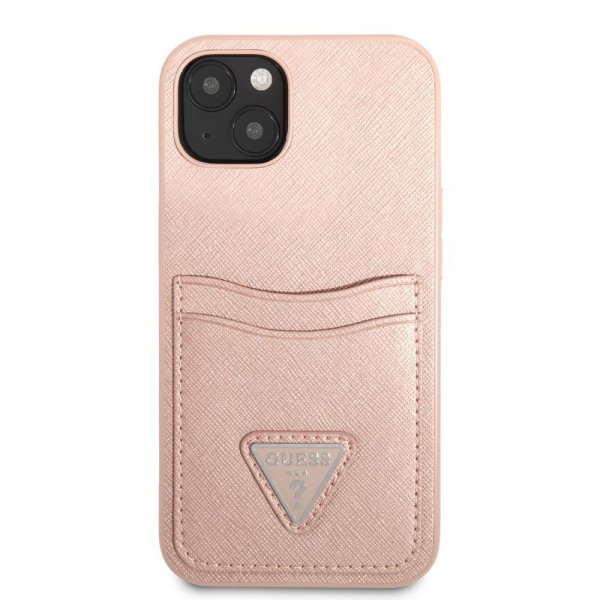 Guess iPhone 13 Cover Saffiano Double Cardslot Rosa