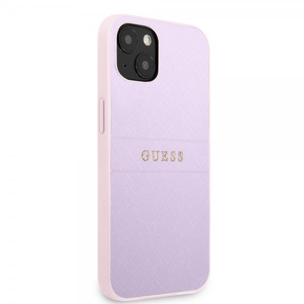 Guess iPhone 13 Cover Saffiano Metal Logo Lilla