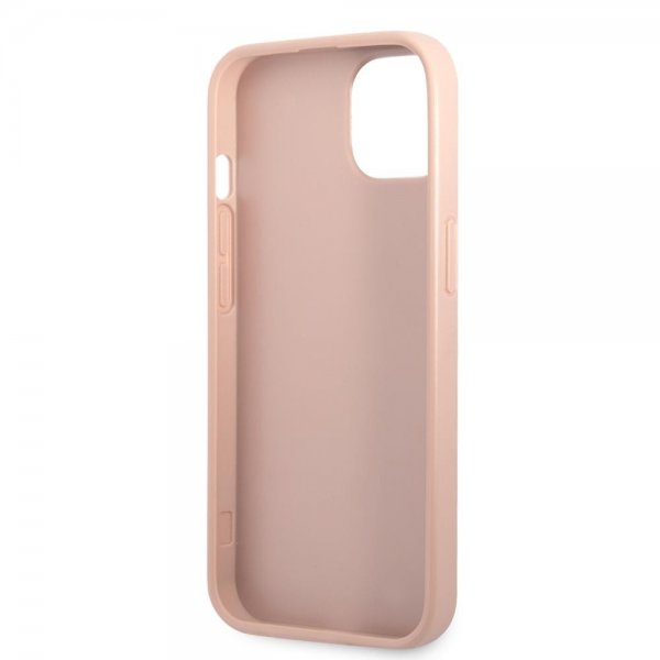 Guess iPhone 13 Cover Saffiano Metal Triangle Rosa