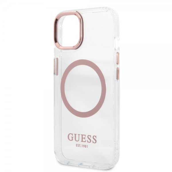 Guess iPhone 13 Cover Gennemsigtig MagSafe Rosa Gennemsigtig