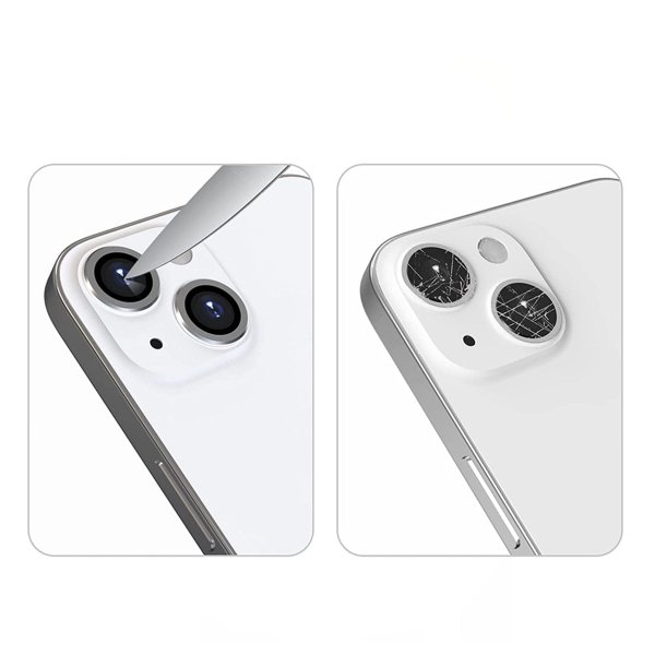 iPhone 13/13 Mini Kameralinsebeskytter med Ramme - Sølv