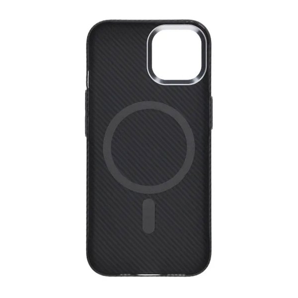 iPhone 13/iPhone 14 Cover Kulfibermønster MagSafe Sort