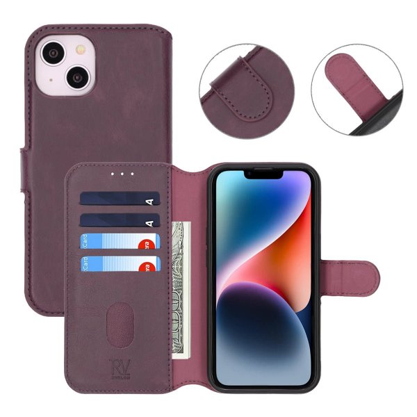 Rvelon iPhone 13/iPhone 14 Etui Magnetisk aftageligt cover Lilla