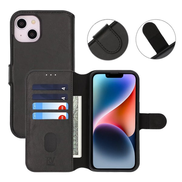 Rvelon iPhone 13/iPhone 14 Cover Magnetisk Aftageligt Etui Sort