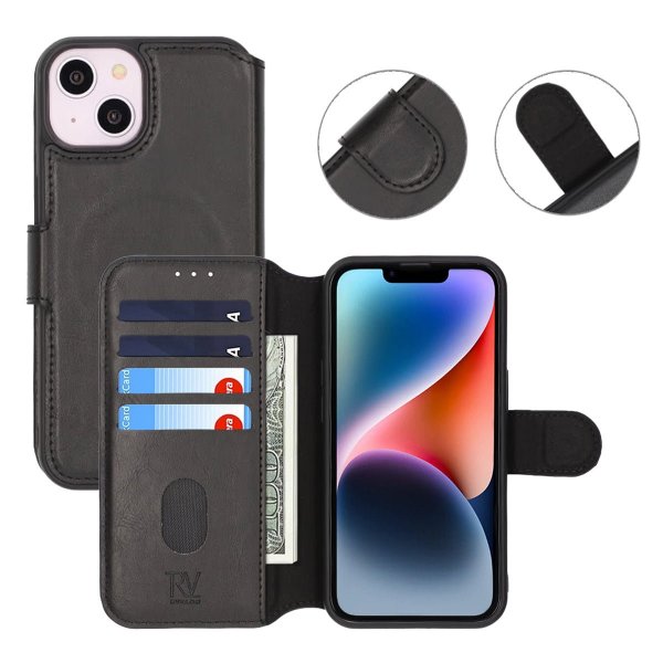 Rvelon iPhone 13/iPhone 14 Cover 4 Kortrum MagSafe Sort