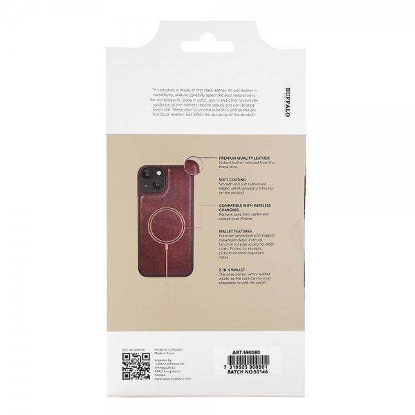 Buffalo iPhone 13/14/15 Etui 2-i-1 Aftagelig Pung Brun
