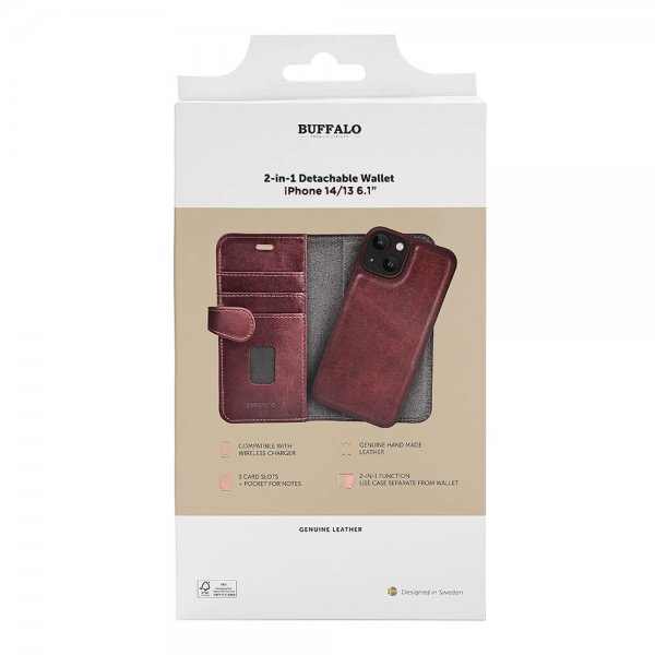 Buffalo iPhone 13/14/15 Etui 2-i-1 Aftagelig Pung Brun