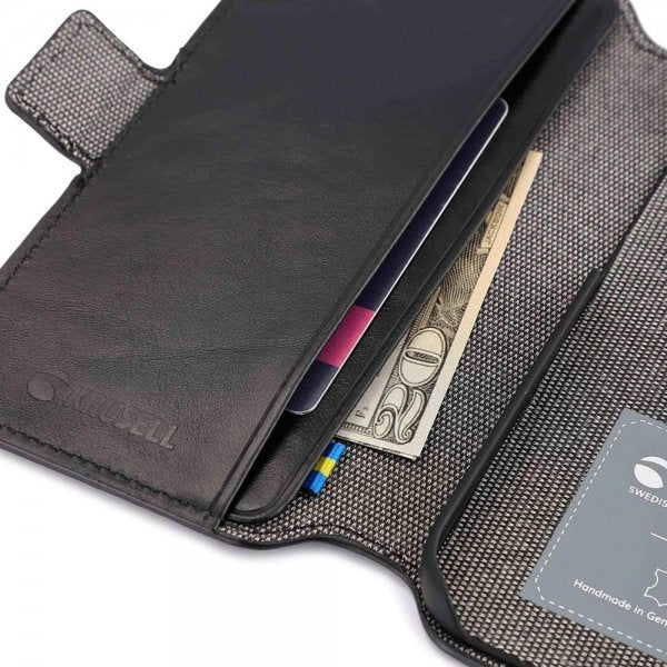 Krusell iPhone 14 Cover Leather PhoneWallet Sort