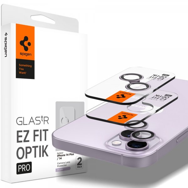 Spigen iPhone 14/iPhone 14 Plus Kamerabeskyttelse GLAS.tR EZ Fit Optik Pro Lilla 2-pak