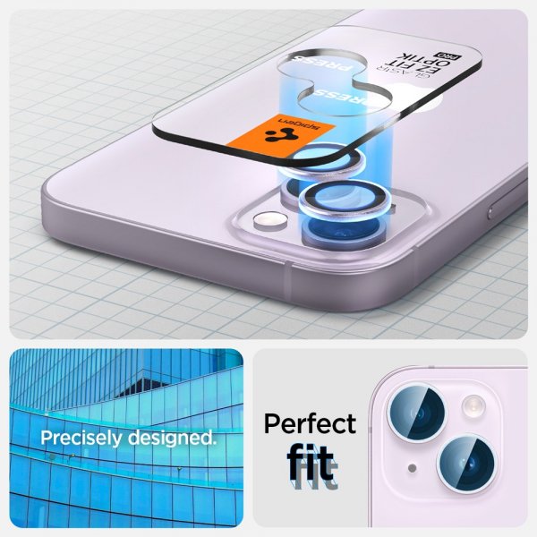 Spigen iPhone 14/iPhone 14 Plus Kamerabeskyttelse GLAS.tR EZ Fit Optik Pro Lilla 2-pak