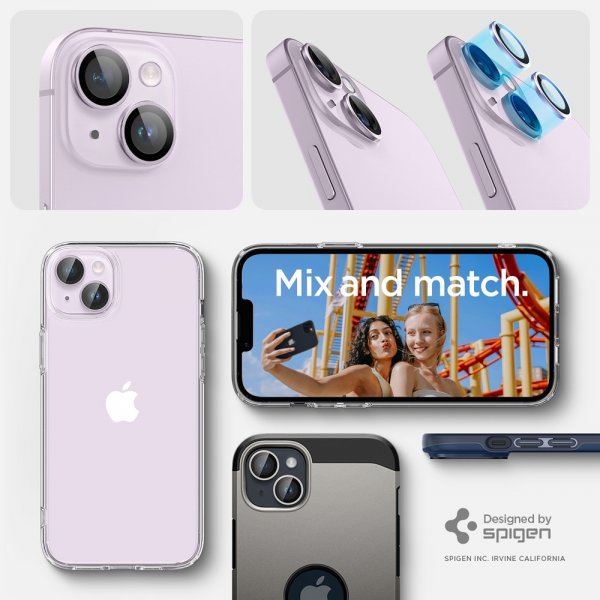 Spigen iPhone 14/iPhone 14 Plus Kamerabeskyttelse GLAS.tR EZ Fit Optik Pro Lilla 2-pak