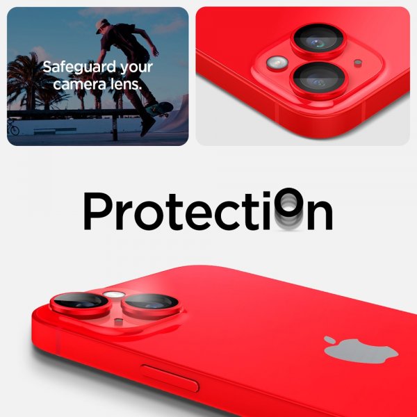 Spigen iPhone 14/iPhone 14 Plus Kamerabeskyttelse GLAS.tR EZ Fit Optik Pro Rød 2-pak