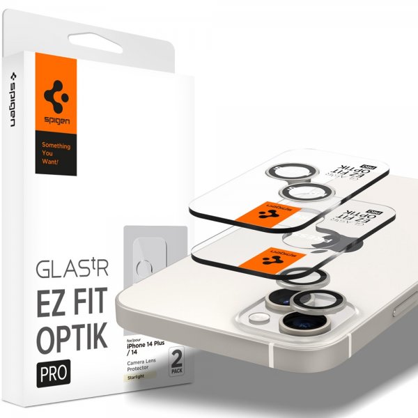Spigen iPhone 14/iPhone 14 Plus Kamerabeskyttelse GLAS.tR EZ Fit Optik Pro Starlight 2-pak