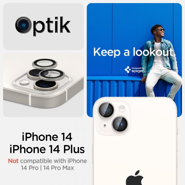 Spigen iPhone 14/iPhone 14 Plus Kamerabeskyttelse GLAS.tR EZ Fit Optik Pro Starlight 2-pak