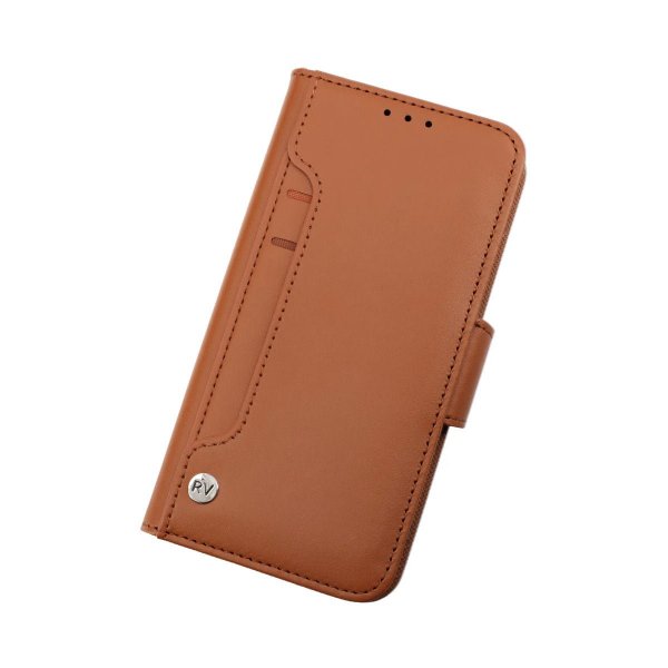 Rvelon iPhone 14 Cover Udklappeligt Kortrum Brun