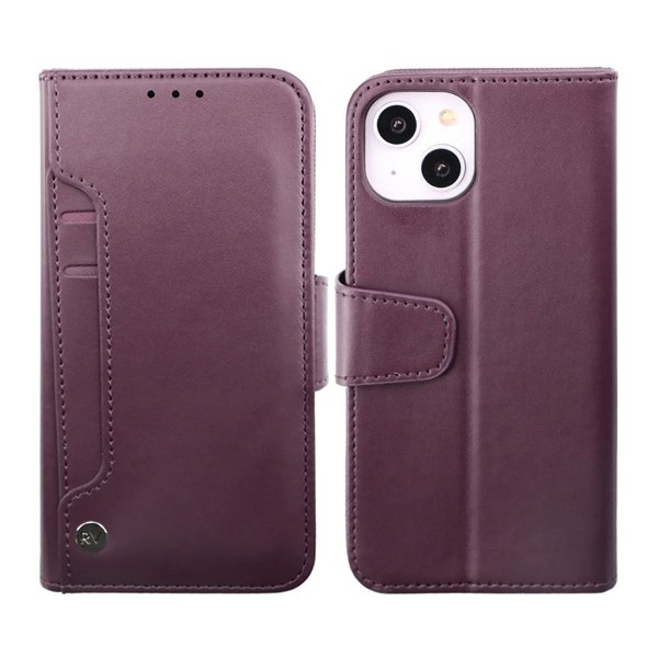 Rvelon iPhone 14 Cover Udklappeligt Kortrum Lilla