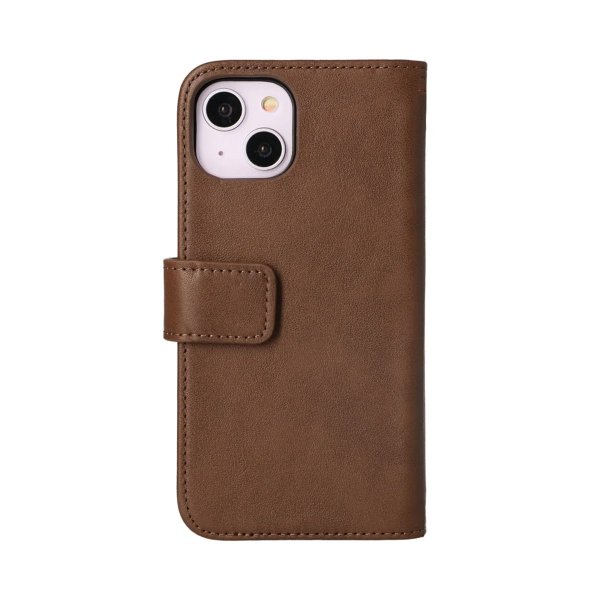 Rvelon iPhone 14 Cover Ægte læder Kortrum Brun