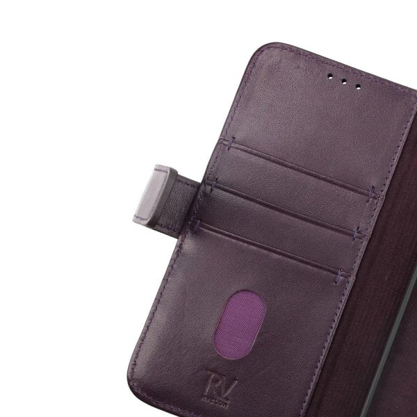 Rvelon iPhone 14 Cover Ægte læder Kortlomme Lilla