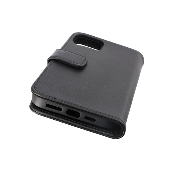Rvelon iPhone 14 Cover Ægte læder Kortlomme Sort