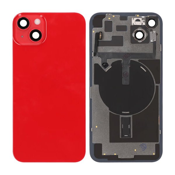 iPhone 14 Plus Bagside Glas Komplet OEM - Rød