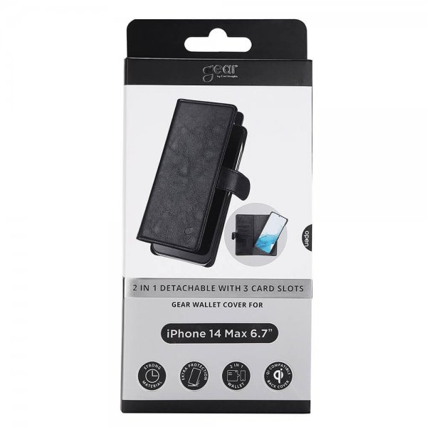 Gear iPhone 14 Plus Cover 2-i-1 Aftageligt med 3 Kortrum Sort