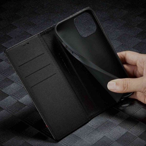Lc.Imeeke iPhone 14 Plus Cover Kulfibertekstur Rød Stribe Vertikal
